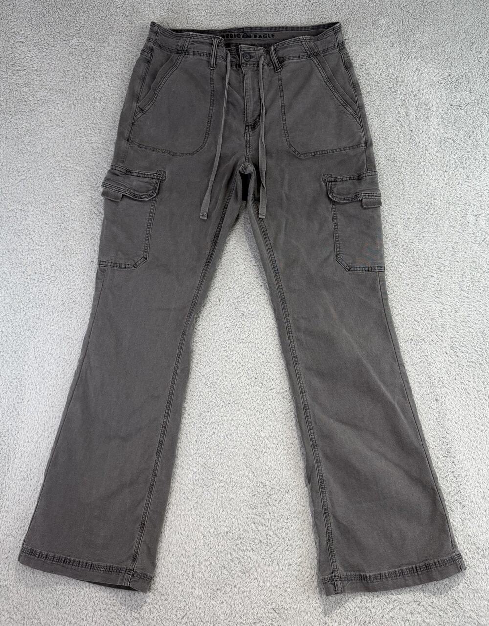American Eagle Classic Bootcut Cargo Pants Women's Size 8 Reg Gray Stretch